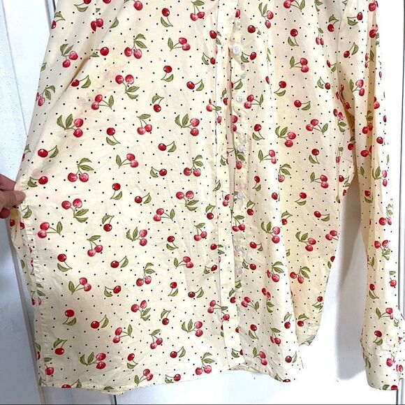 Erztiay Cherry print button down long sleeve top - Picture 5 of 6